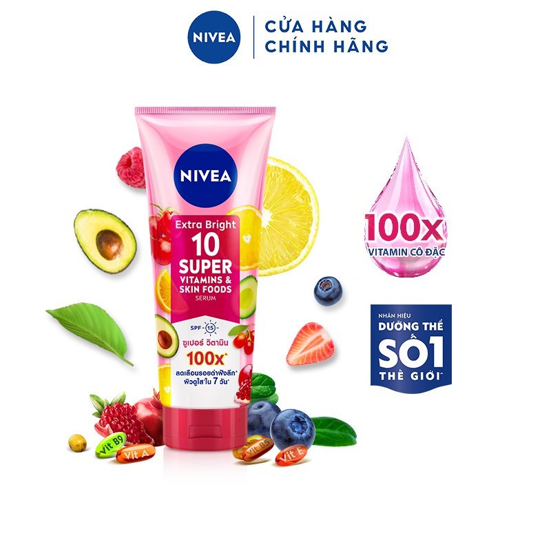 Serum Dưỡng Thể NIVEA 10 Super Vitamins & Skin Foods Sáng Da | Mờ Thâm & Đốm Nâu Sau