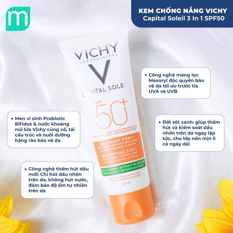 Vichy - Kem Chống Nắng Vichy Kiềm Dầu SPF50+ 50ml Capital Soleil Mattifying 3in1