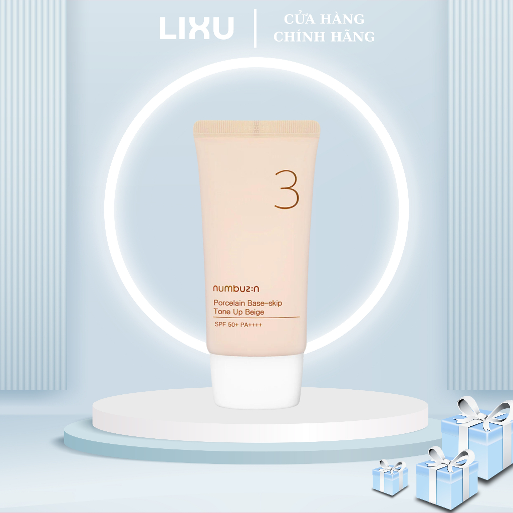 Kem chống nắng nâng tone cho da nhạy cảm Numbuzin No.3 Porcelain Base-skip Tone Up Beige 50ml